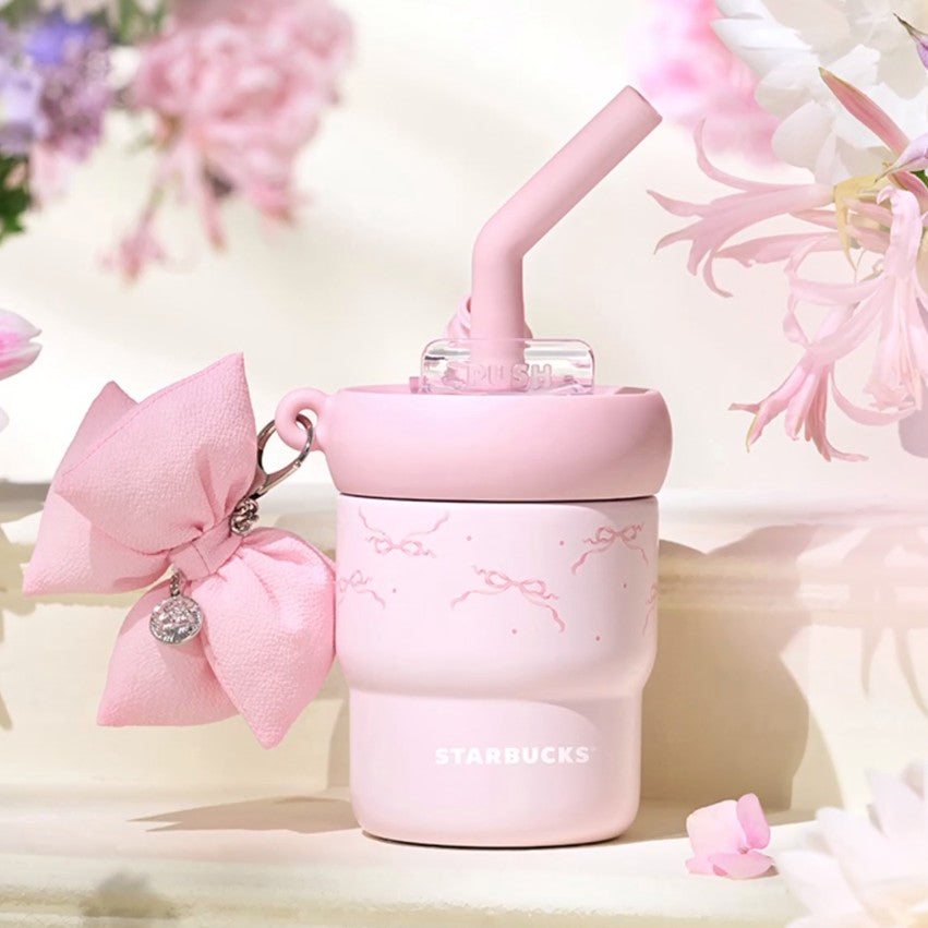 Starbucks China 2025 Garden Dance series Stainless steel straw cup 445ml coming with ornament