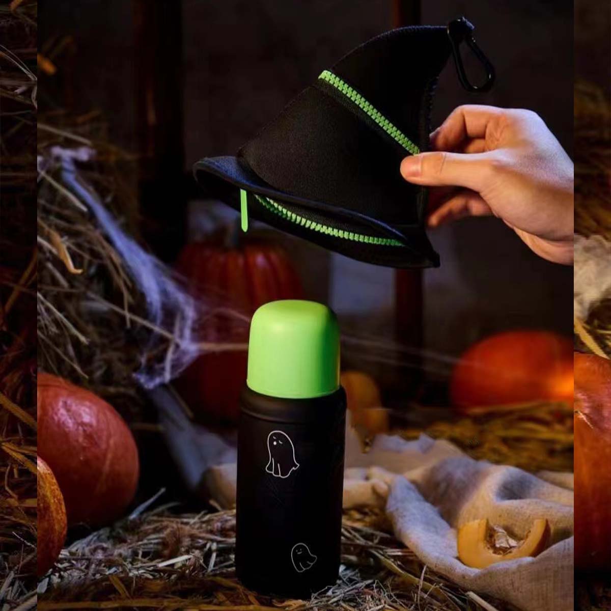 Starbucks China 2024 Halloween Green Ghost series Stainless steel travel cup 355ml coming with hat Starbucks loveinstarbucks