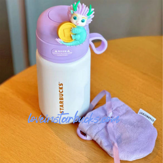 Starbucks China 2024 Dragon new year Stainless steel accompanying cup with lucky bag pendant 265ml loveinstarbucks loveinstarbucks
