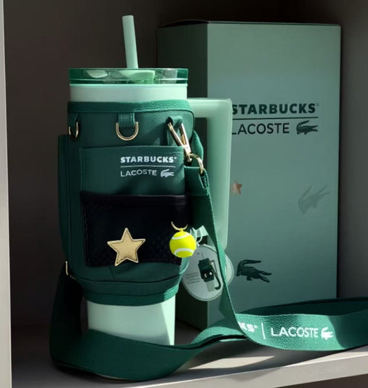 Starbucks China 2026 X LACOSTE co-brand Dual Drinking Spouts Stainless steel cup 1180