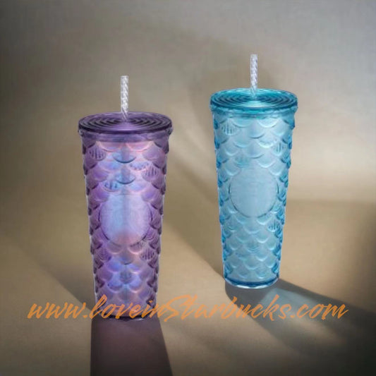 Starbucks Tumblers Taiwan Summer 3 mermaid purple / blue scale cup 24oz Starbucks loveinstarbucks