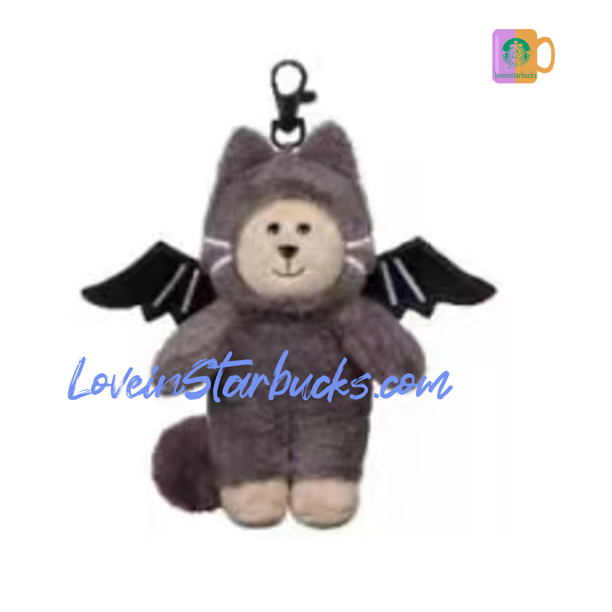 Starbucks Taiwan 2023 Halloween Black cat dressed as a bat keychain Starbucks loveinstarbucks