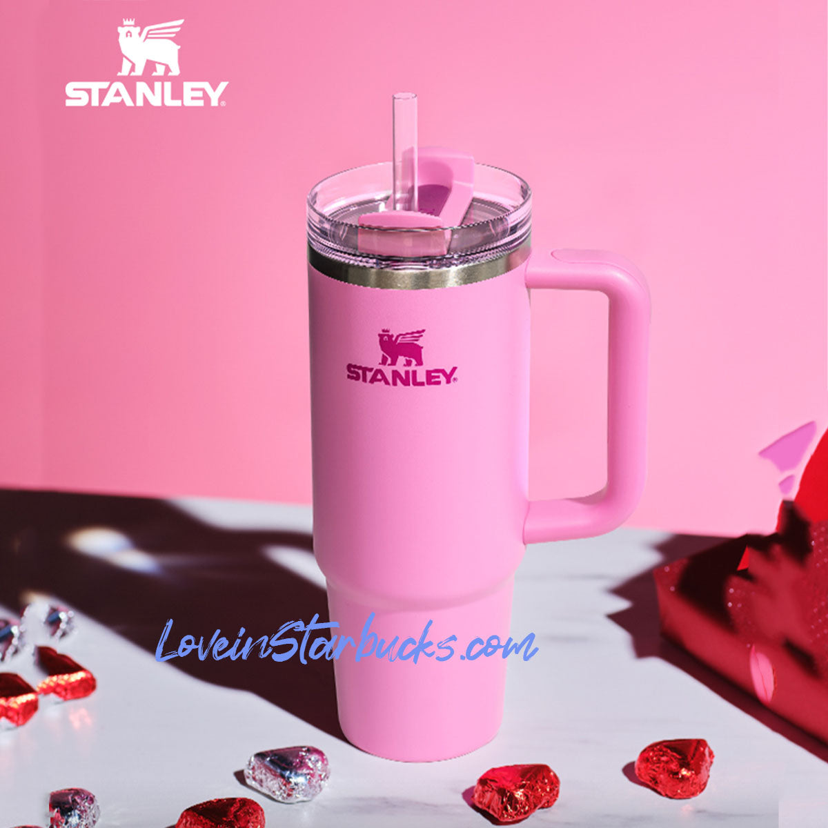 Stanley China 2024 Valentine's Day Peony pink stainless steel cup 30oz without box loveinstarbucks loveinstarbucks