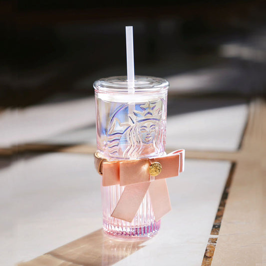 Starbucks China unicorn pink Classic Glass Straw cup 18.6oz with bow decorations Starbucks loveinstarbucks