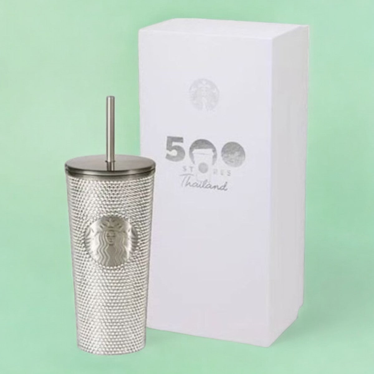 Starbucks Thailand 500 Stores Silver bling rhinestones cold cup 16oz Starbucks loveinstarbucks