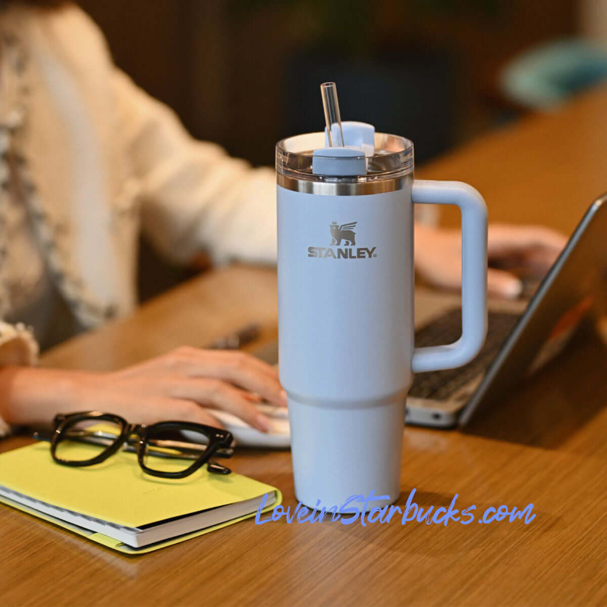 Stanley tumbler China water drop blue light blue Stainless steel straw cup 30oz loveinstarbucks loveinstarbucks