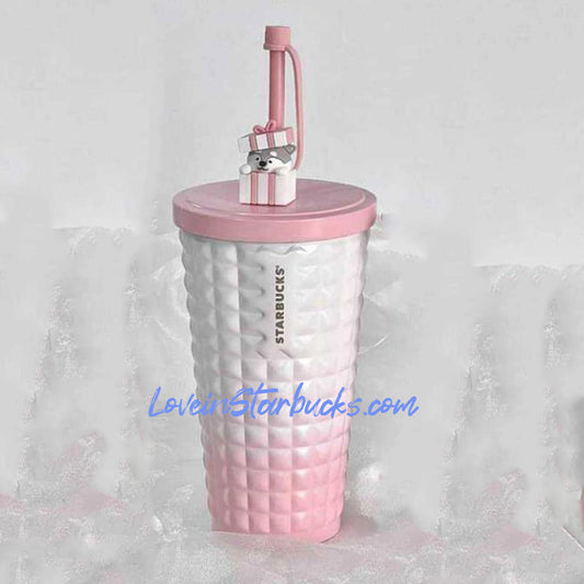 Starbucks China 2023 Christmas cute pet series gradient pink stainless steel cup Starbucks loveinstarbucks