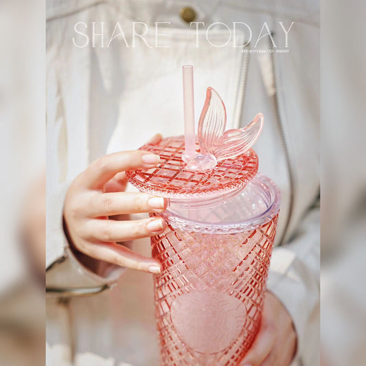 Starbucks tumbler China 2023 pink cold straw jeweled cup 24oz with Mermaid Tail Topper Starbucks loveinstarbucks