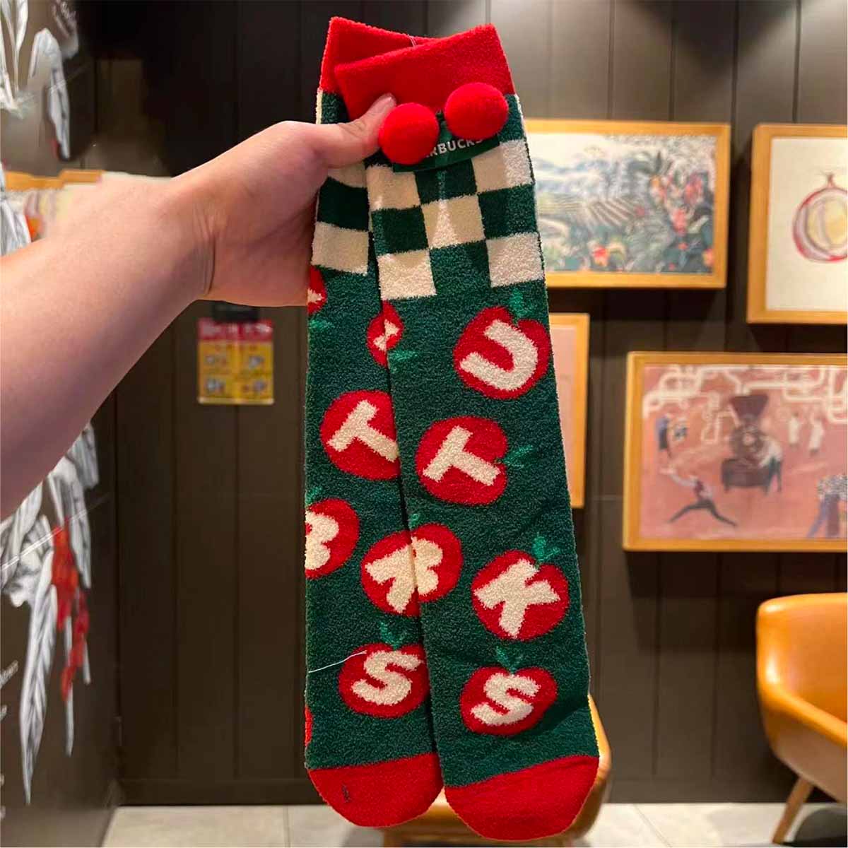 Starbucks China 2023 Christmas Red Fuji Coffee Series Socks Starbucks loveinstarbucks