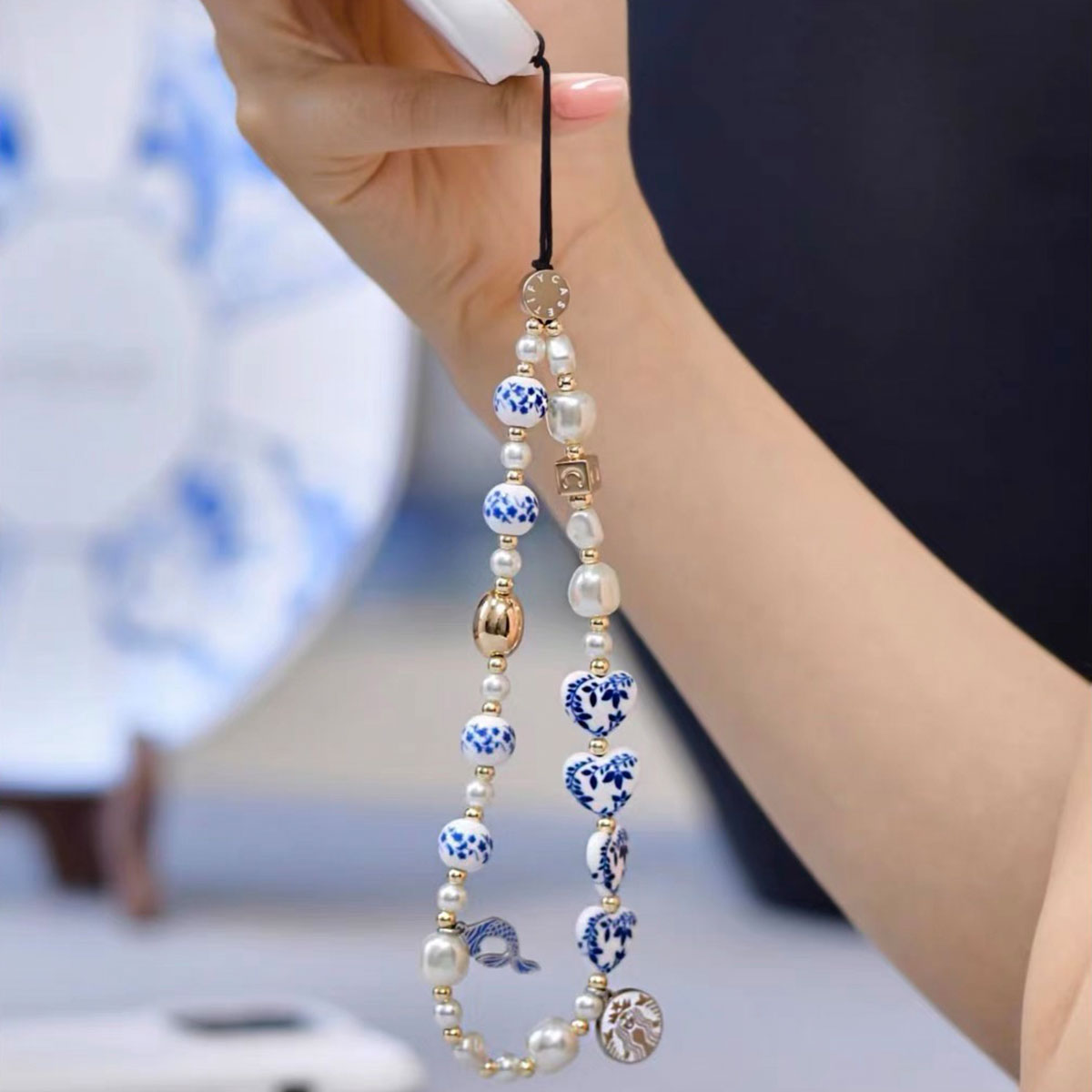 Starbucks China Blue and White Porcelain Phone Chain with gift card Starbucks loveinstarbucks