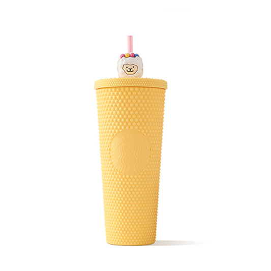 Starbucks China 2024 Summer yellow straw studded cup 24oz Starbucks loveinstarbucks