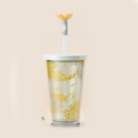Starbucks Taiwan 2023 Yellow Flowering Grass Series Straw plastic TOGO cold water Cup 475ml Starbucks loveinstarbucks