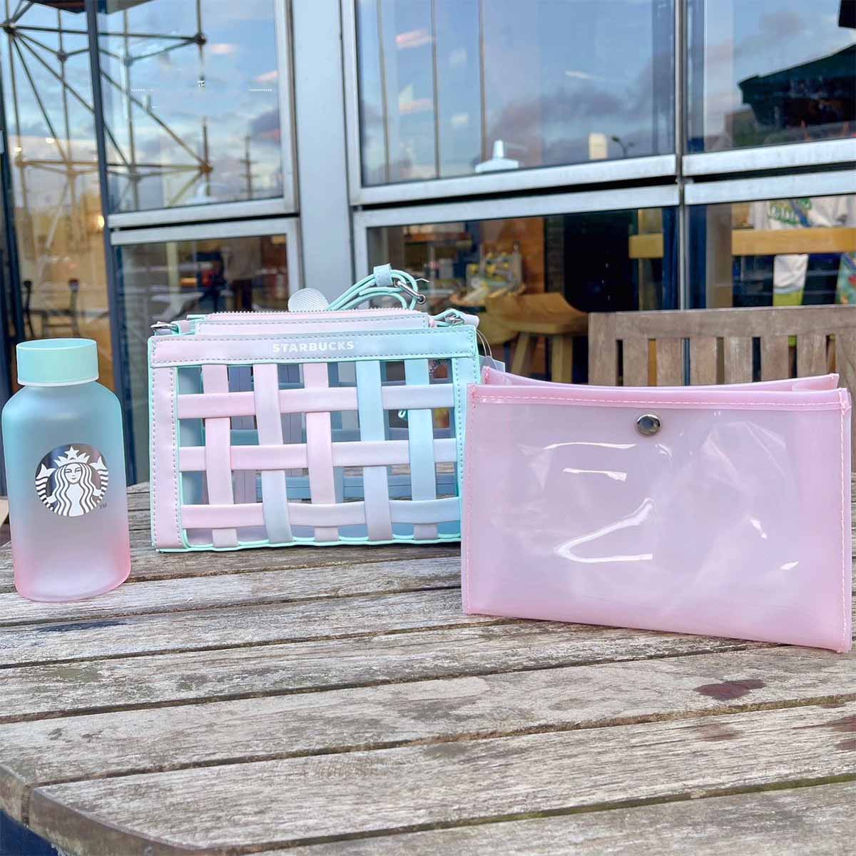 on sale Starbucks Summer pink green bag and cup loveinstarbucks loveinstarbucks