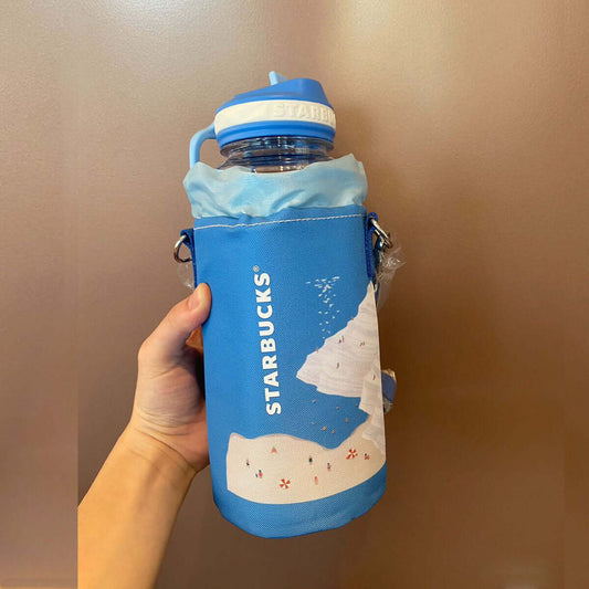 Starbucks China 2024 summer seaside stores Blue cup 946ml with shoulder cup holder loveinstarbucks loveinstarbucks