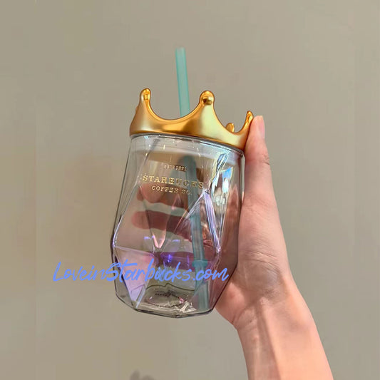 on sale Starbucks China 2023 anniversary ocean series crown straw glass cup 495ml Starbucks loveinstarbucks