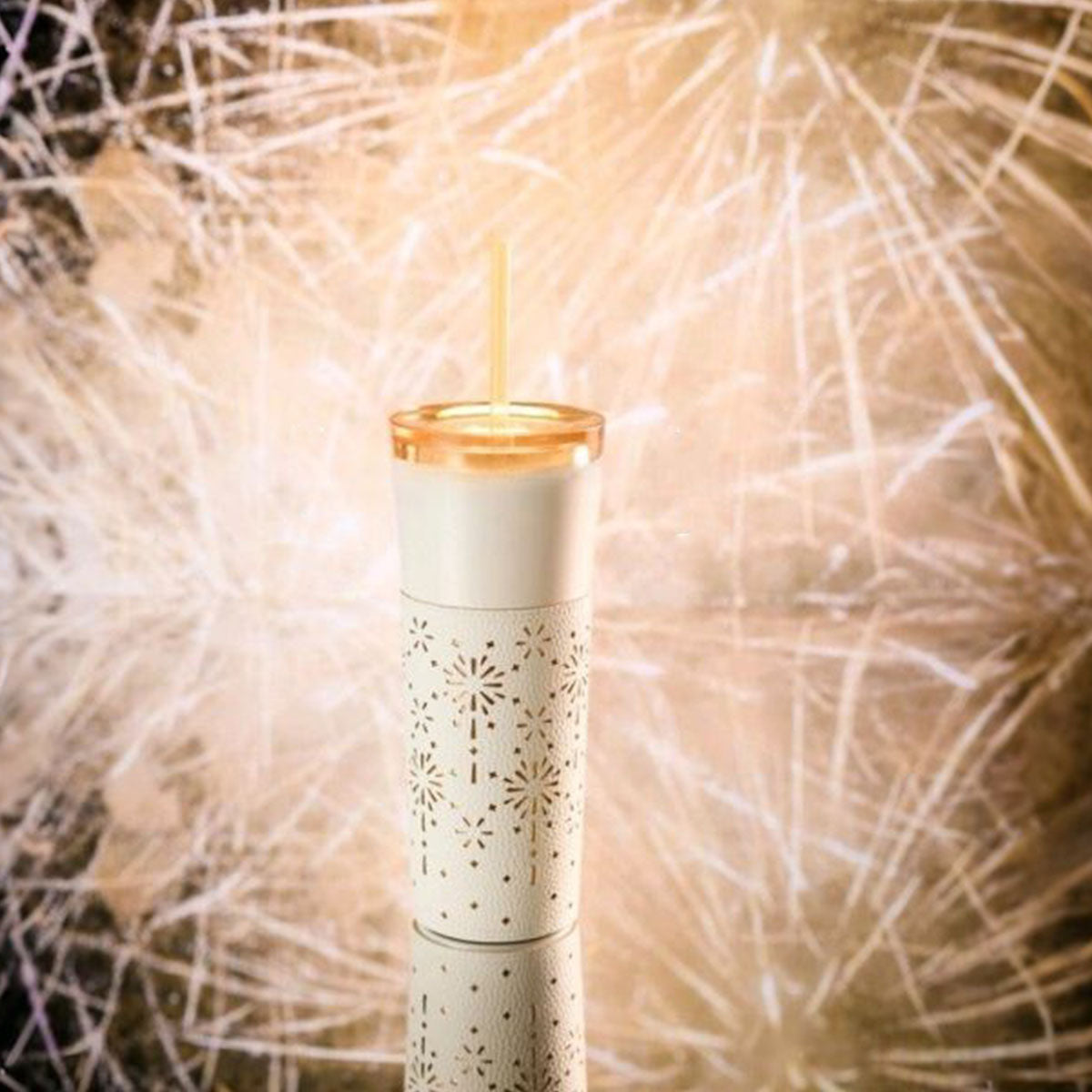 Starbucks China 2024 Winter Fireworks white stainless steel straw cup 473ml Starbucks loveinstarbucks