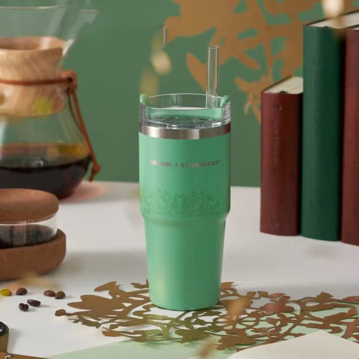 Starbucks Tumblers China 2023 Andersen paper-cut II series Stanley Co-brand Green stainless steel cup 414ml Starbucks loveinstarbucks