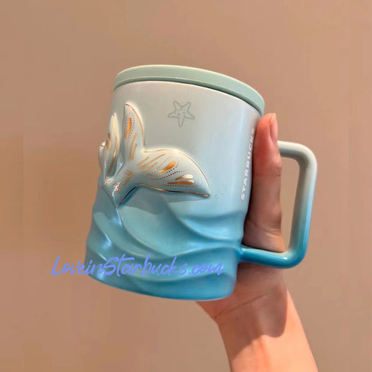 Starbucks China 2023 anniversary ocean series Double tail ceramic mug 440ml Starbucks loveinstarbucks