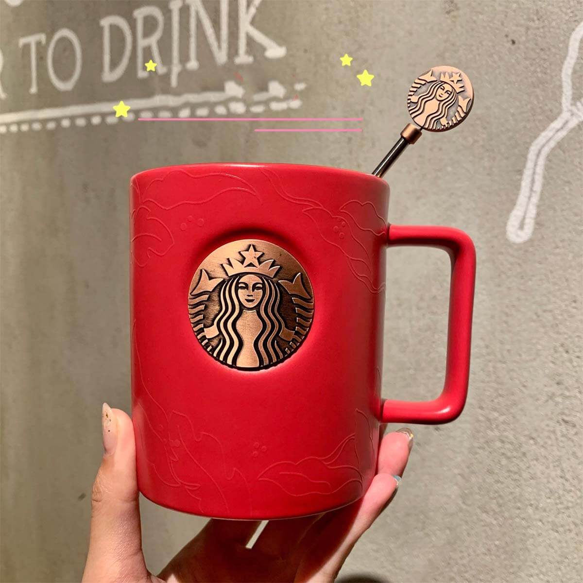 Starbucks China 2020 National trend of three good young people Copper color stamp mug 473ml loveinstarbucks loveinstarbucks