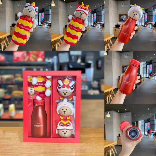 Starbucks China 2021 new Year Dragon and lion dance thermos cup with gift box Starbucks loveinstarbucks