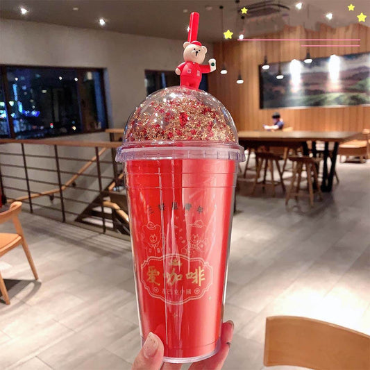 Starbucks China 2020 National trend of three good young people love coffee plastic straw cup 473ml loveinstarbucks loveinstarbucks