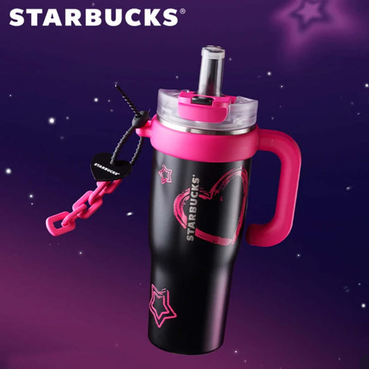 Starbucks China 2024 colorful summer black pink Stainless steel cup 1280ml Starbucks loveinstarbucks