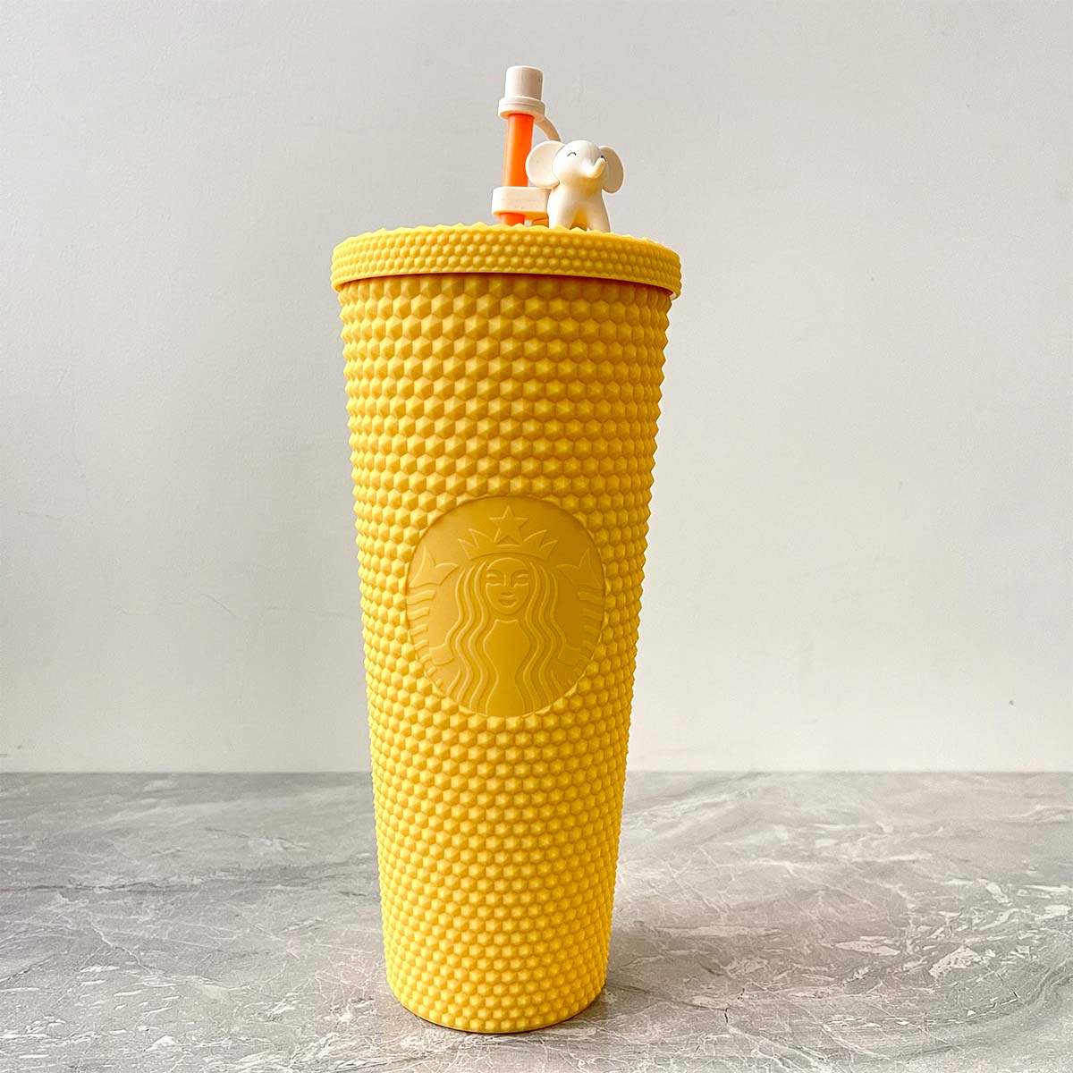 Starbucks Tumblers bling rainbow / watermelon summer OMBRE and yellow with elephant top-per studded cup Starbucks loveinstarbucks