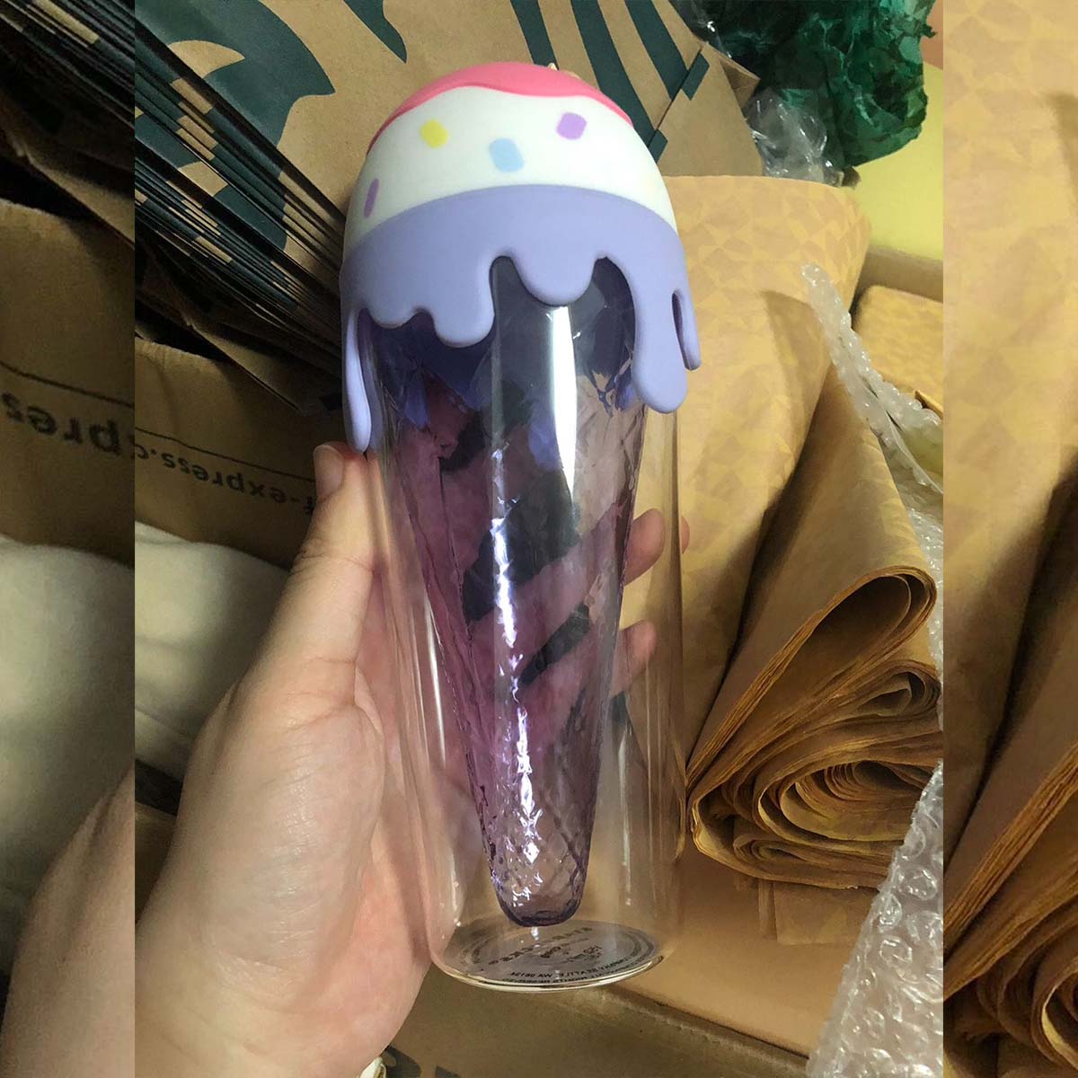 Starbucks China 2019 Strawberry Cone Glass Cup 152ml Starbucks loveinstarbucks