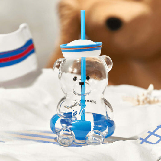 Starbucks China 2024 summer seaside store online blue bear straw glass Starbucks loveinstarbucks