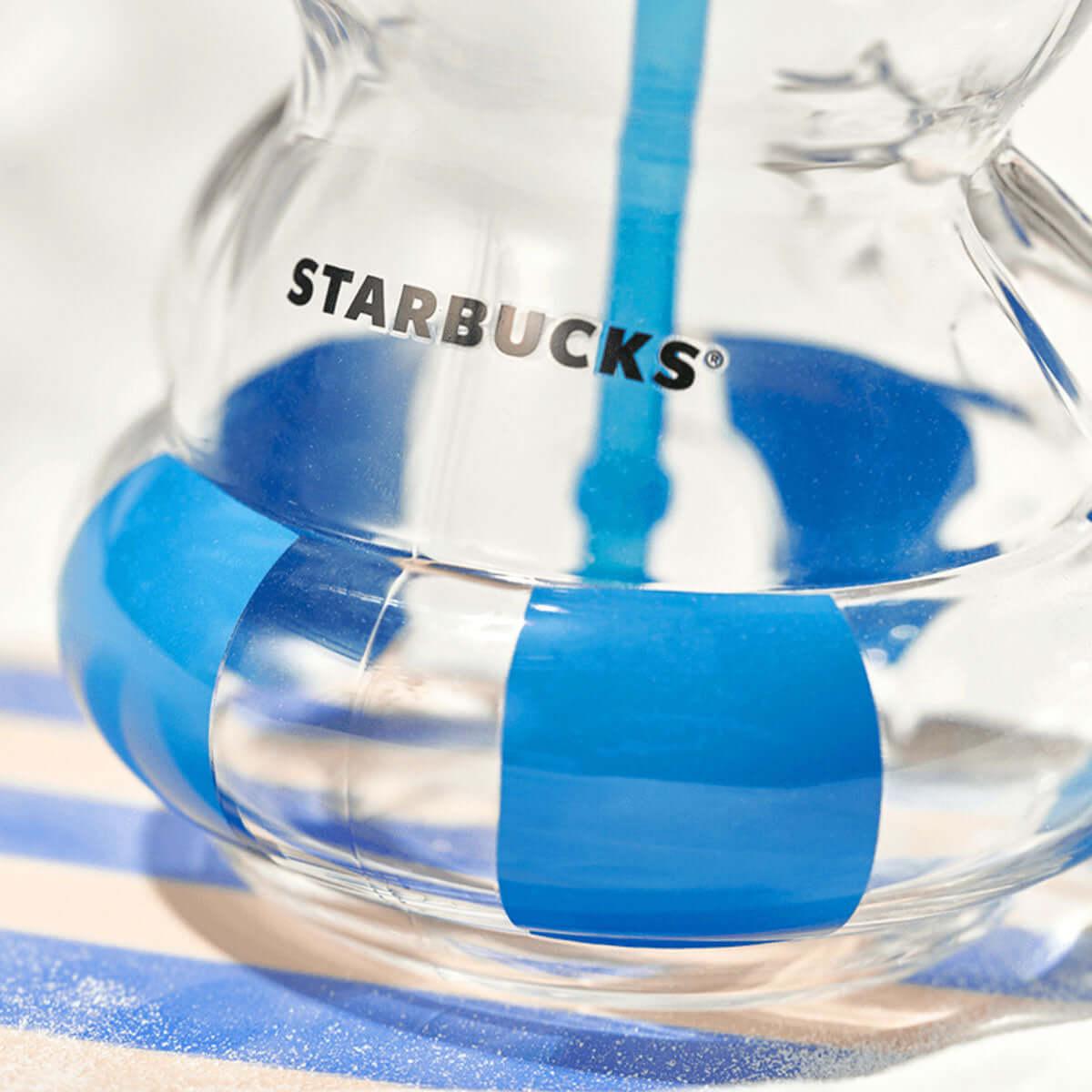 Starbucks China 2024 summer seaside store online blue bear straw glass Starbucks loveinstarbucks