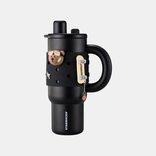Starbucks Shanghai 2026 New Character Series Stainless Steel Double Drinking Cup with Black Decorative Cup Cover 1170ml
