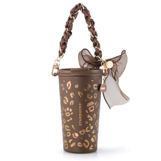 Starbucks China 2026 Leopard Print Series Brown Leopard Coffee Tumbler Stainless Steel Tumbler with Charm 470ml 16.54oz