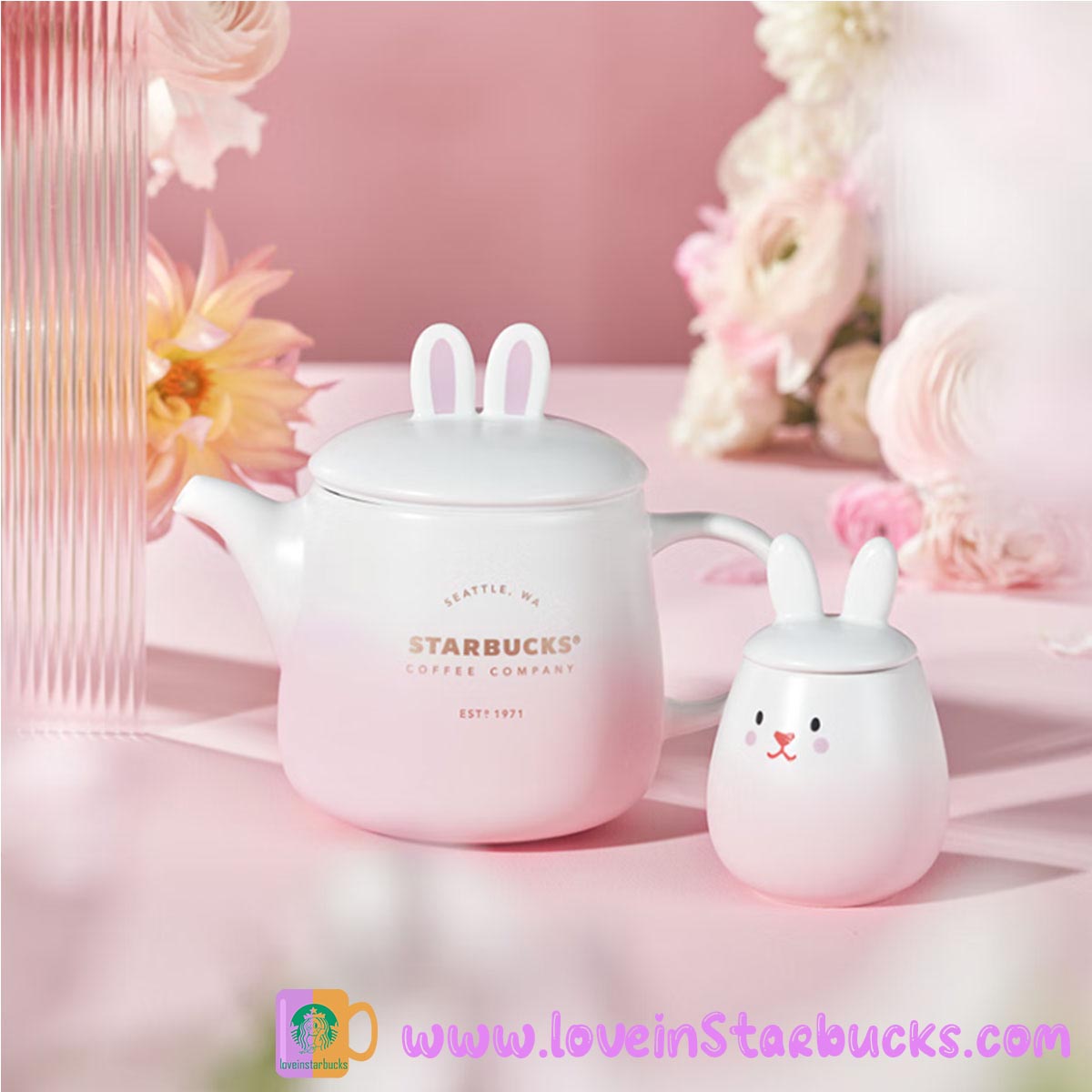 Starbucks China 2023 Spring Cute Rabbit teapot set Starbucks loveinstarbucks