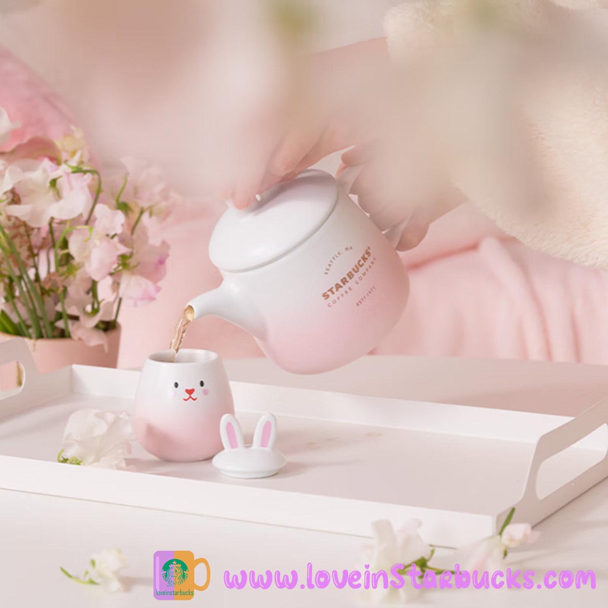 Starbucks China 2023 Spring Cute Rabbit teapot set Starbucks loveinstarbucks