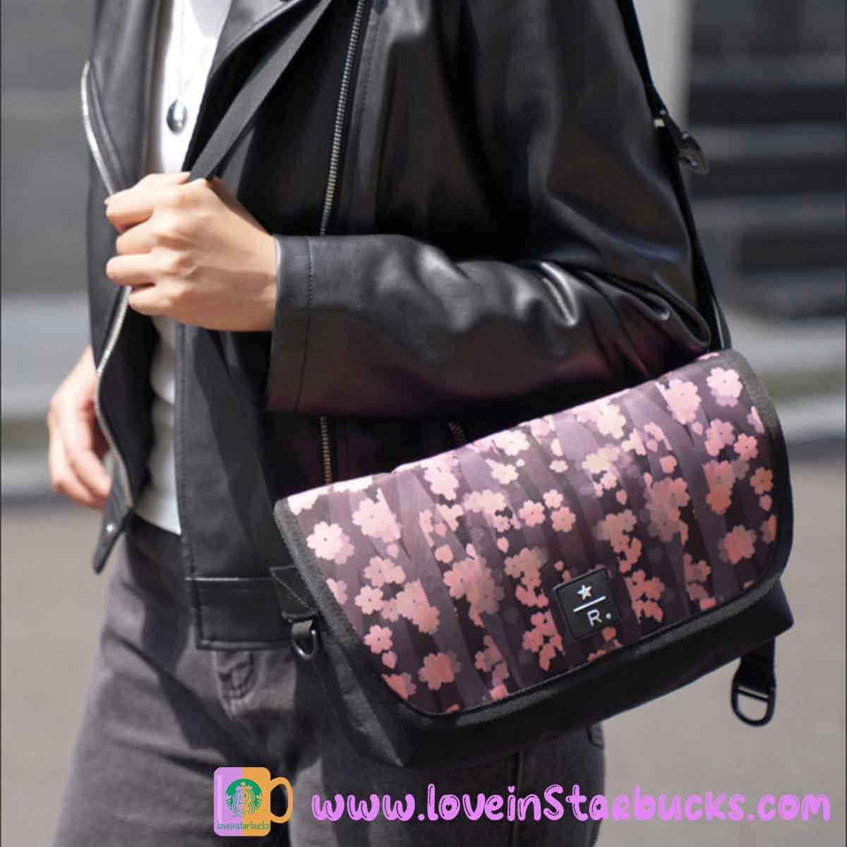 Starbucks Tumbler 2023 Reserve Artist Collection Limited Edition Cool Black and Pink Sakura messenger bag Starbucks loveinstarbucks