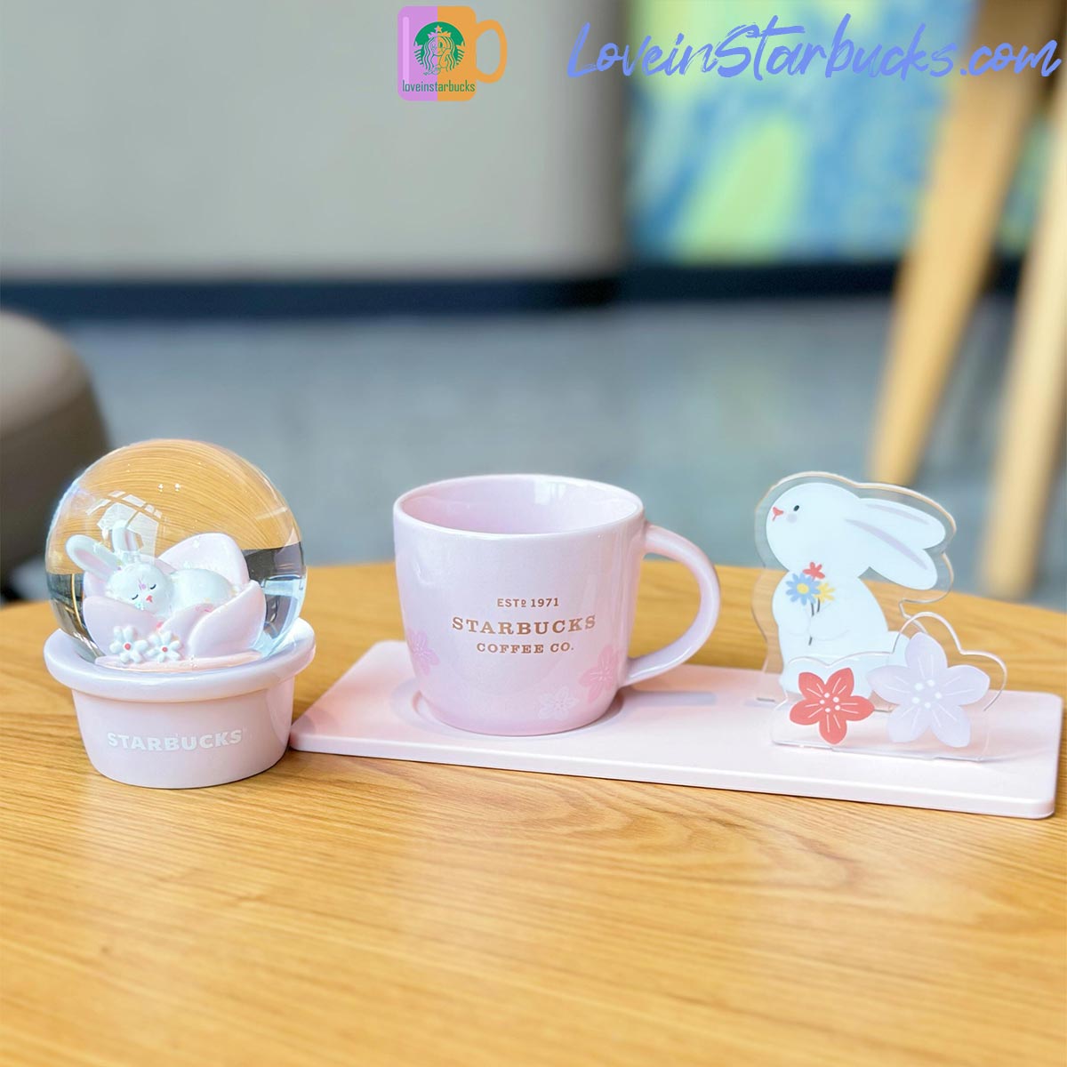 2023 China Starbucks Peach Blossoms Rabbit Crystal Ball Mug set 89ml Starbucks loveinstarbucks