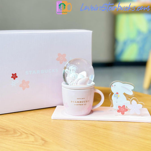 2023 China Starbucks Peach Blossoms Rabbit Crystal Ball Mug set 89ml Starbucks loveinstarbucks