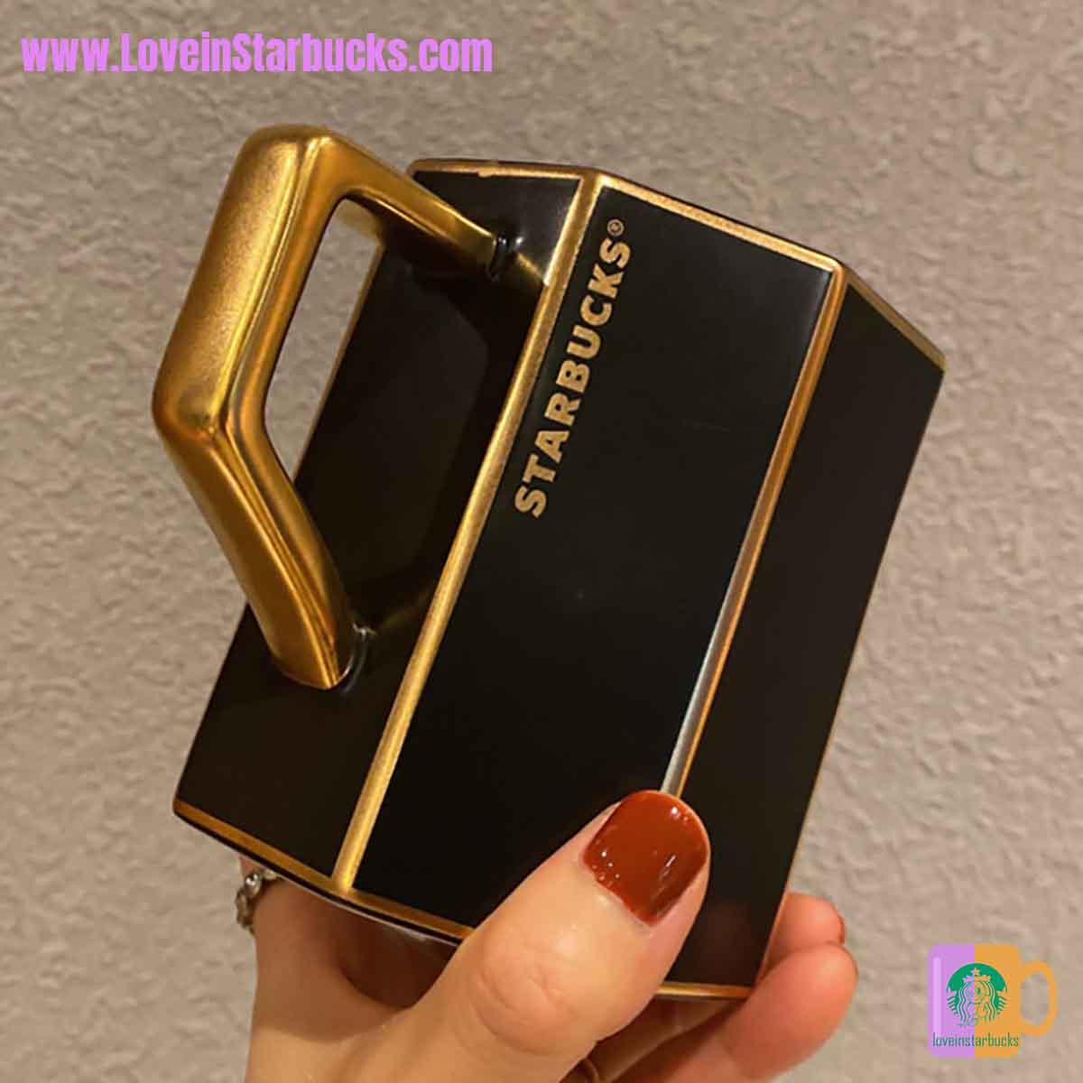 Starbucks tumblers China 2020 Xmas Black gold cut mug 395ml Starbucks loveinstarbucks