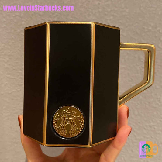 Starbucks tumblers China 2020 Xmas Black gold cut mug 395ml Starbucks loveinstarbucks