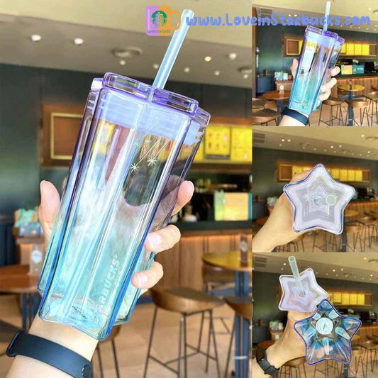 Starbucks tumblers 2021 China Dream glass stars Five-pointed star shaped straw cup 385ml Starbucks loveinstarbucks