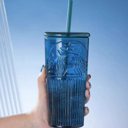 Starbucks tumbler China Dark Green / Blue Green / Unicorn / Peach pink gradient / Sky blue gradient straw Classic Glass cup 18oz Starbucks loveinstarbucks
