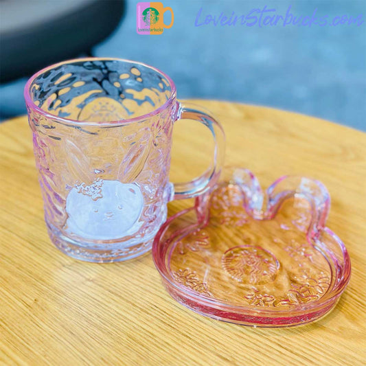 2023 China Starbucks Peach Blossoms Pink Rabbit Glass set 470ml Starbucks loveinstarbucks