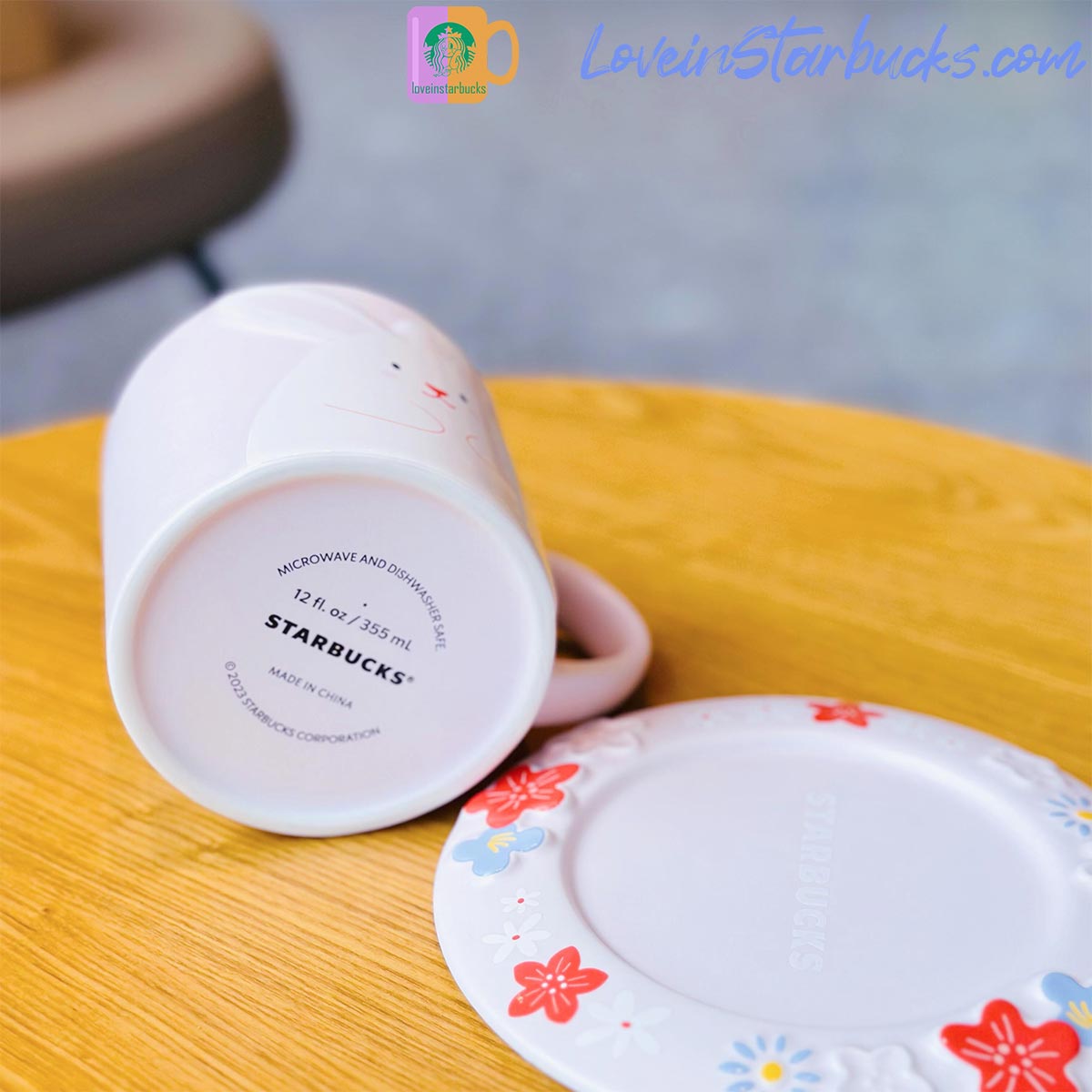 2023 China Starbucks Peach Blossoms Rabbit Hidden Flowers Mug set 355ml Starbucks loveinstarbucks