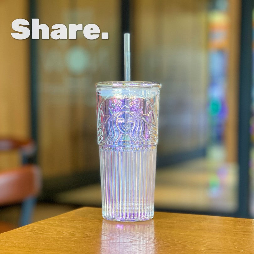 Starbucks tumbler China Dark Green / Blue Green / Unicorn / Peach pink gradient / Sky blue gradient straw Classic Glass cup 18oz Starbucks loveinstarbucks