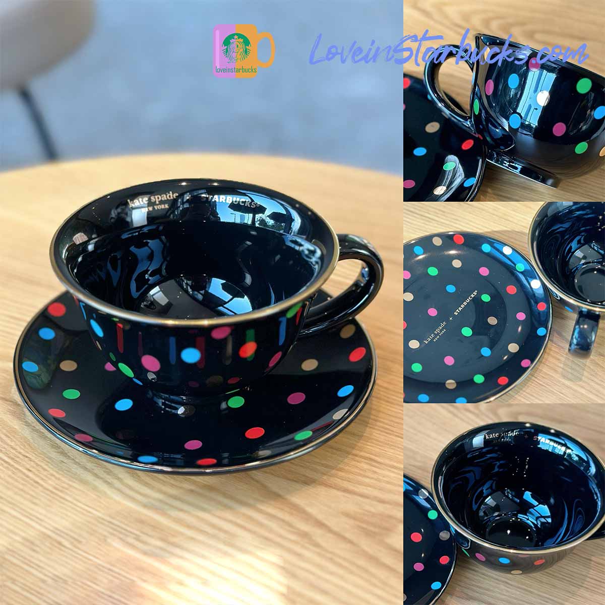 Starbucks Kate spade co-branded color dots Mug plate set Starbucks loveinstarbucks