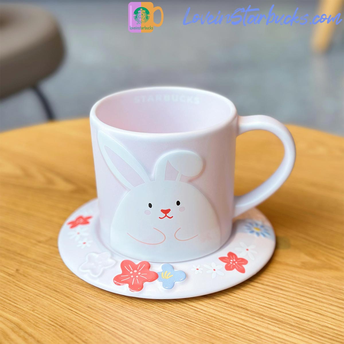 2023 China Starbucks Peach Blossoms Rabbit Hidden Flowers Mug set 355ml Starbucks loveinstarbucks