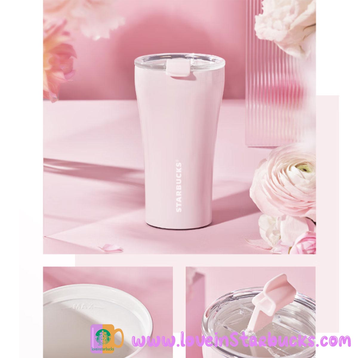 Starbucks China 2023 Spring Cute Rabbit Pink stainless steel accompanying cup 350ml Starbucks loveinstarbucks