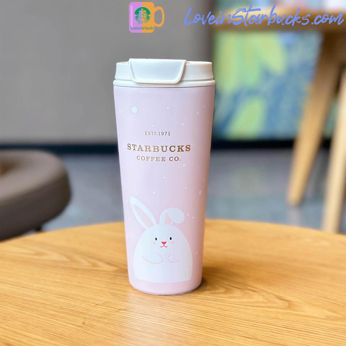 2023 China Starbucks Peach Blossoms Pink Rabbit Stainless Steel Tumbler 520ml Starbucks loveinstarbucks