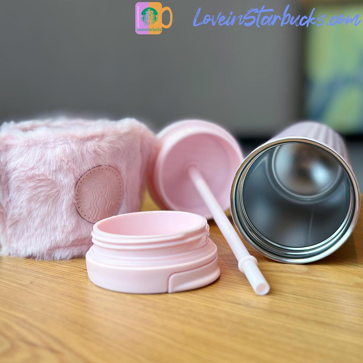 2023 China Starbucks Peach Blossoms Pink Striped Stainless Steel Straw Cup 16oz Starbucks loveinstarbucks