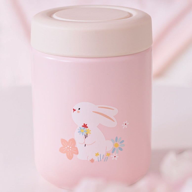 Starbucks China 2023 Spring Cute Rabbit Blooming Lunch Set Stainless Steel Cup Double Lunch Box Picnic Set Starbucks loveinstarbucks
